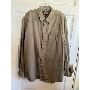 Harley Davidson Men's Long Sleeve Button Down—EUC Dark‎ khaki Color Size Large